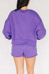 The Becca Boxy Crewneck Geaux Tigers Woven Label | Purple