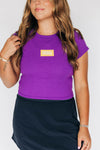 The Raegan Ribbed Baby Tee Geaux Tigers Woven Label | Purple