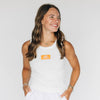 The Alli Ribbed Tank Go Vols Woven Label | White