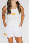 The Alli Ribbed Tank Go Vols Woven Label | White