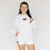 The Becca Boxy Crewneck War Eagle Woven Label | Ash