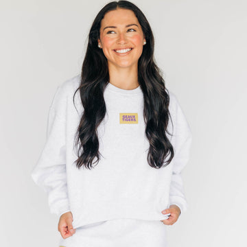 The Becca Boxy Crewneck Geaux Tigers Woven Label | Ash