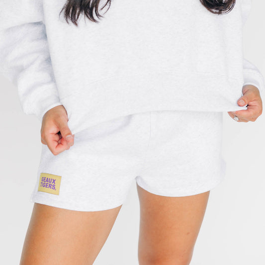 The Becca Boxy Crewneck Geaux Tigers Woven Label | Ash