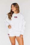 The Becca Boxy Crewneck Hail State Woven Label | Ash