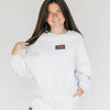 The Becca Boxy Crewneck Gator Chomp Woven Label | Ash