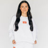 The Becca Boxy Crewneck Hook 'Em Horns Woven Label | Ash