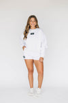 The Becca Boxy Crewneck Anchor Down Woven Label | Ash