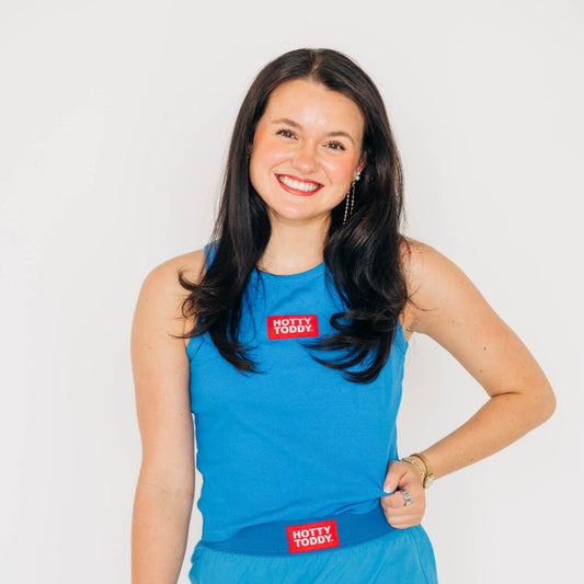 The Alli Ribbed Tank Hotty Toddy Woven Label | Powder Blue