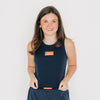 The Alli Ribbed Tank War Eagle Woven Label | Navy