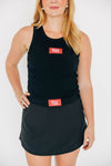 The Alli Ribbed Tank Roll Tide Woven Label | Black