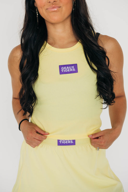 The Alli Ribbed Tank Geaux Tigers Woven Label | Butter