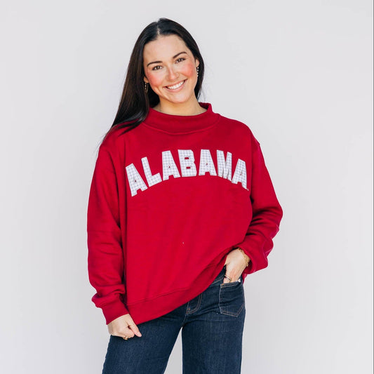 The Mallory Mockneck Alabama Gingham | Crimson