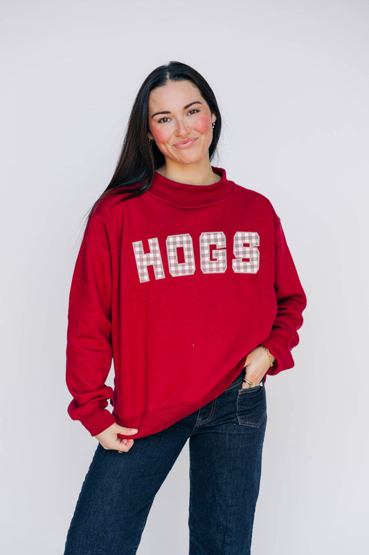 The Mallory Mockneck Arkansas Gingham | Crimson