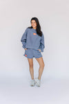 The Becca Boxy Crewneck War Eagle Woven Label | Denim