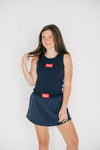 The Alli Ribbed Tank Hotty Toddy Woven Label | Navy