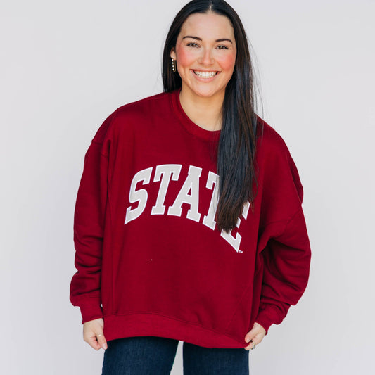 The Molly Cozy Crew State Applique Arch | Maroon