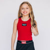 The Alli Ribbed Tank Woo Pig Sooie Woven Label | Youth Crimson