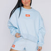 The Becca Boxy Crewneck War Eagle Woven Label | Light Blue