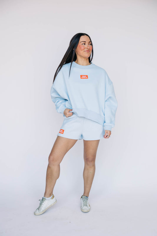 The Becca Shorts War Eagle Woven Label | Light Blue