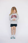 The Mallory Crewneck Jax State Applique | Youth Heather Grey