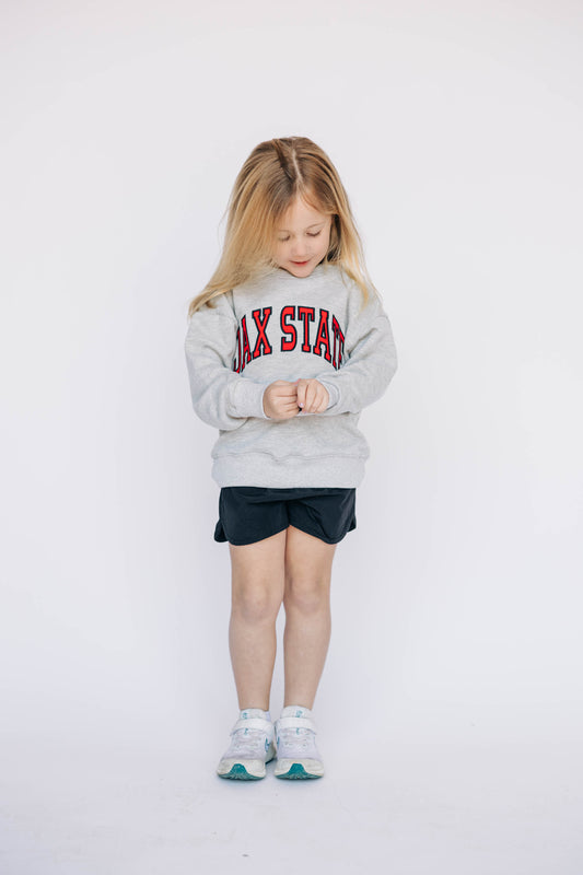 The Mallory Crewneck Jax State Applique | Youth Heather Grey