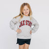 The Mallory Crewneck Jax State Applique | Youth Heather Grey