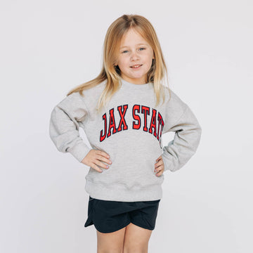 The Mallory Crewneck Jax State Applique | Youth Heather Grey