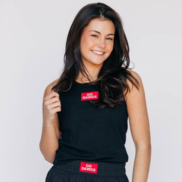 The Alli Ribbed Tank Go Dawgs Woven Label | Black