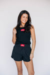 The Alli Ribbed Tank Go Dawgs Woven Label | Black