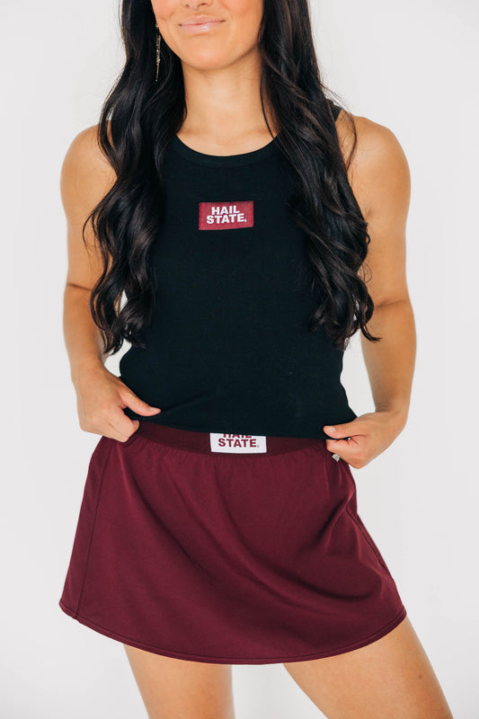 The Alli Ribbed Tank Hail State Woven Label | Black