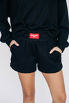 The Ava Airy Shorts Wolves Up Woven Label | Black