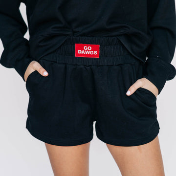 The Ava Airy Shorts Go Dawgs Woven Label | Black