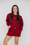 The Ava Airy Shorts Woo Pig Sooie Woven Label | Deep Red