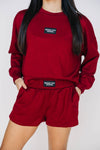 The Ava Airy Shorts Woo Pig Sooie Woven Label | Deep Red