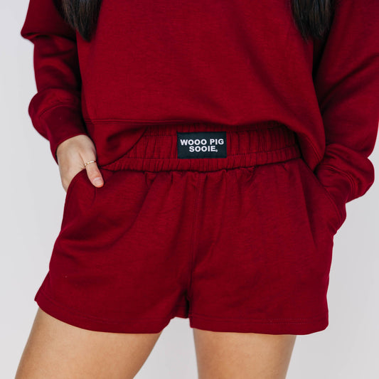 The Ava Airy Shorts Woo Pig Sooie Woven Label | Deep Red