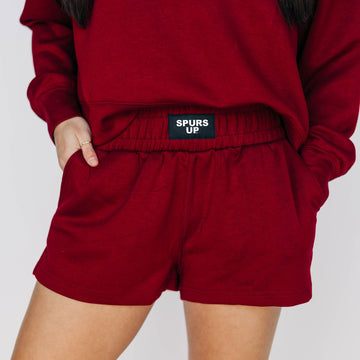 The Ava Airy Short Spurs Up Woven Label | Deep Red