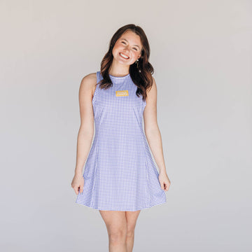 The Grace Gingham Dress Geaux Tigers Woven Label | Purple Gingham