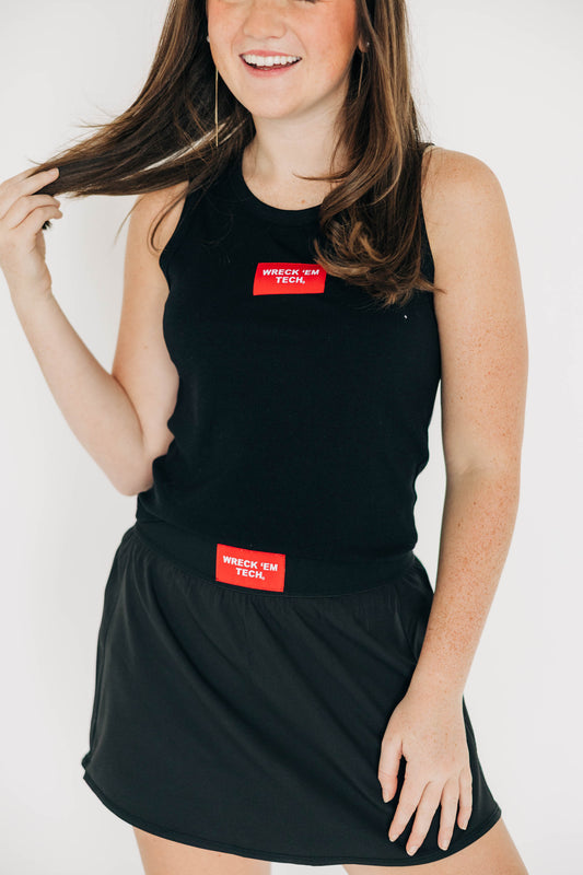 The Alli Tennis Skort Wreck 'Em Tech Woven Label | Black