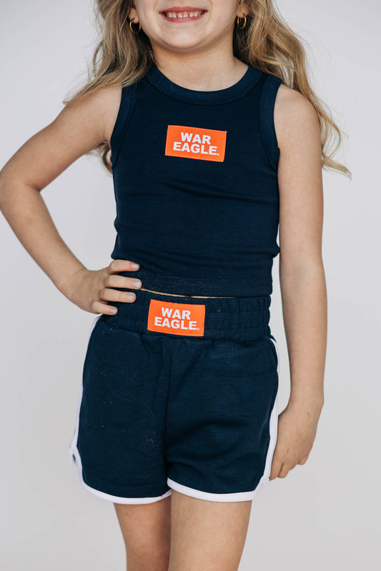 The Kristen Airy Striped Shorts War Eagle Woven Label | Youth Navy