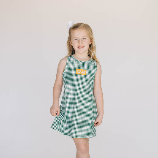 The Grace Gingham Dress Sic 'Em Bears Woven Label | Youth Green Gingham