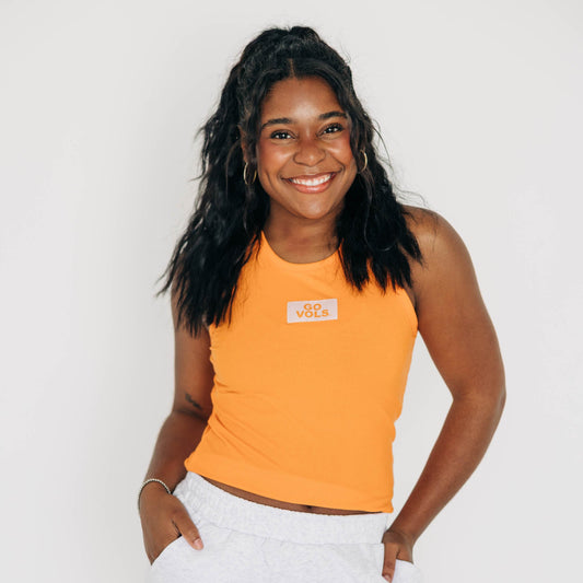The Alli Ribbed Tank Go Vols Woven Label | Bright Orange