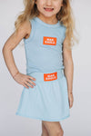 The Alli Tennis Skort War Eagle Woven Label | Youth Light Blue