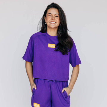 The Kristen Airy Tee Geaux Tigers Woven Label | Purple