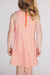 The Grace Gingham Dress Hook 'Em Horns Woven Label | Youth Burnt Orange Gingham