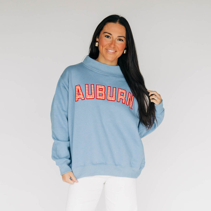 The Mallory Mockneck Auburn Gingham | Denim