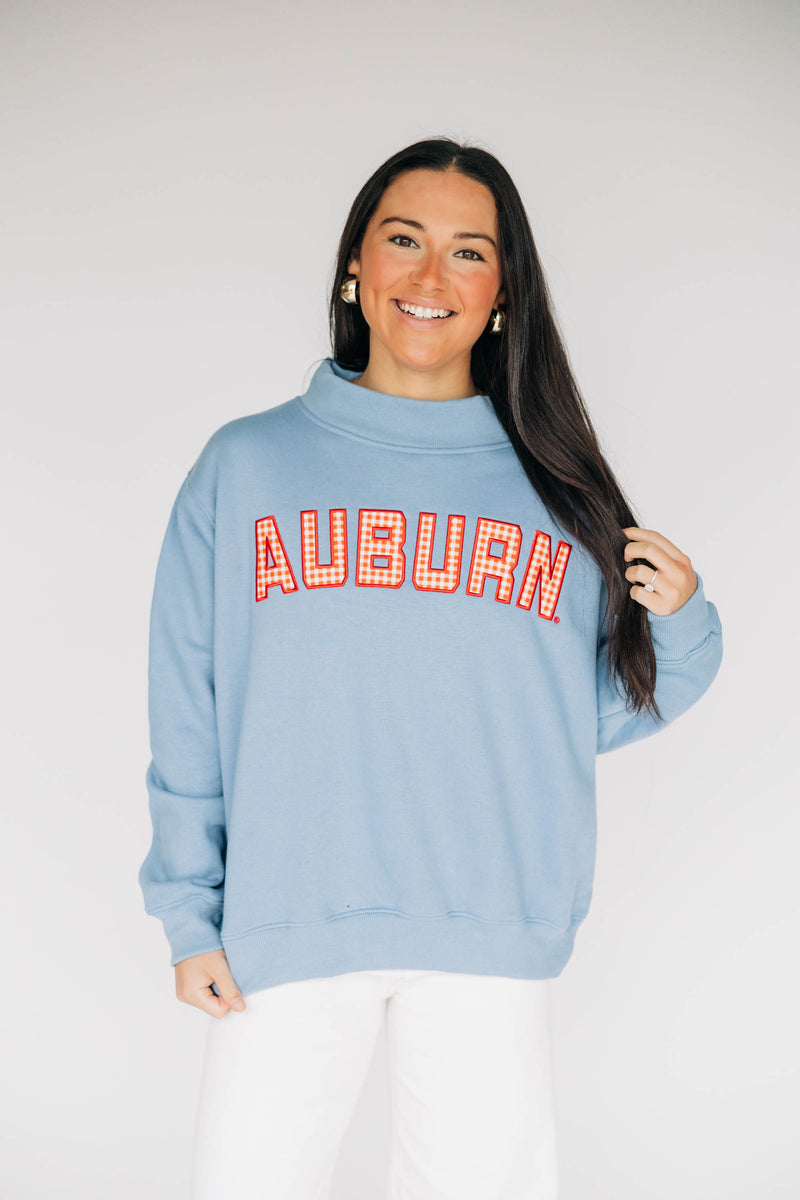 The Mallory Mockneck Auburn Gingham | Denim