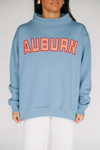 The Mallory Mockneck Auburn Gingham | Denim