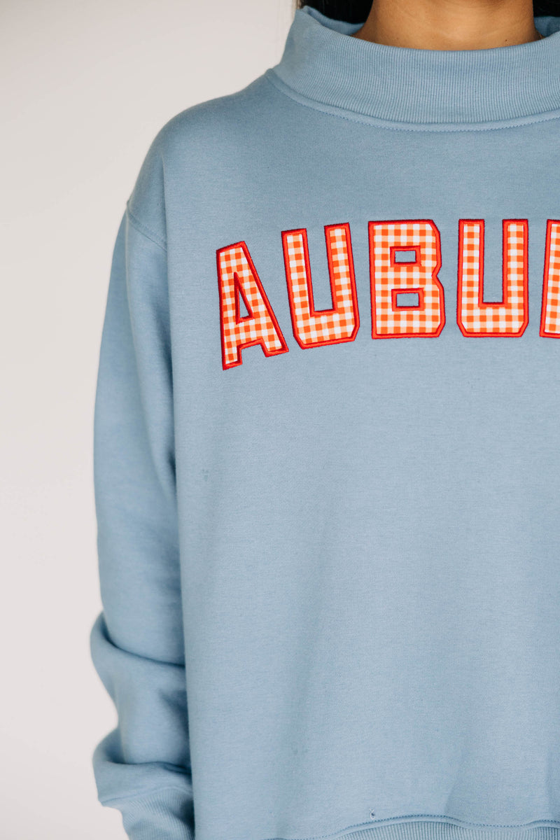 The Mallory Mockneck Auburn Gingham | Denim
