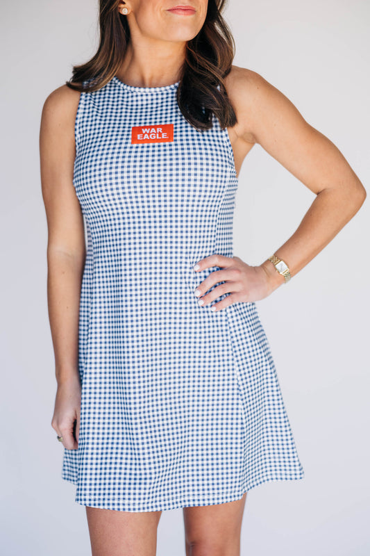 The Grace Gingham Dress War Eagle Woven Label | Navy