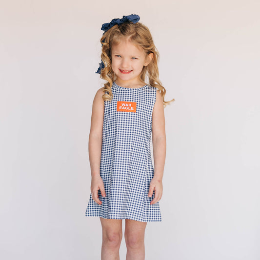 The Grace Gingham Dress War Eagle Woven Label | Youth Navy